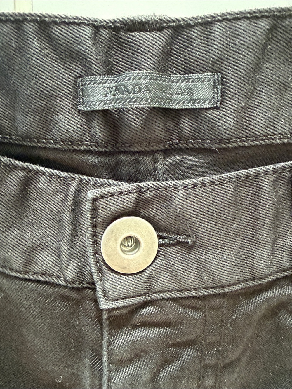 Prada Black Waistband Button Detail Pants